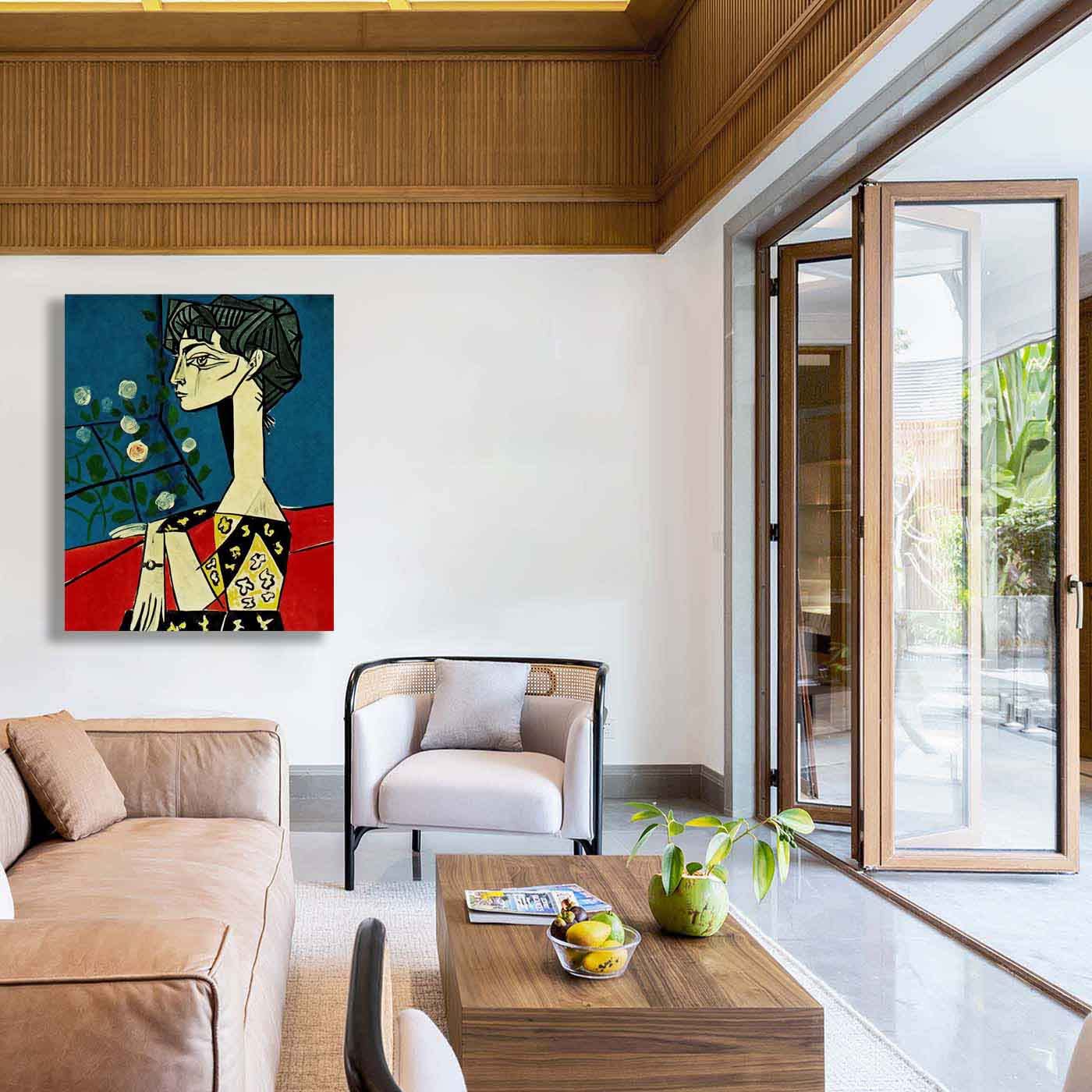 Amazon.com: Pablo Picasso《Jacqueline with flowers》Famous Canvas